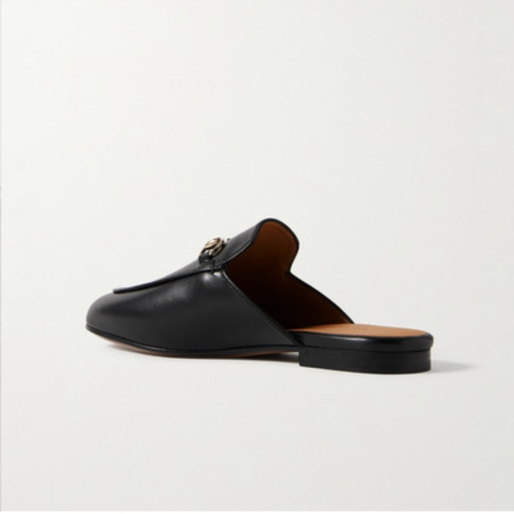 Gucci Black Leather Mules with Gold Detail - Picture 3 of 12